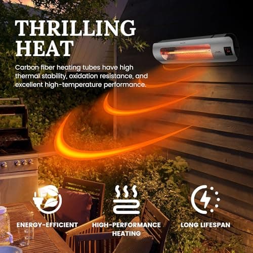 Wall-Mounted Electric Infrared Heater 1500W, Waterproof Indoor Outdoor Patio Heater for Garage, Backyard, Wall – Energy Efficient