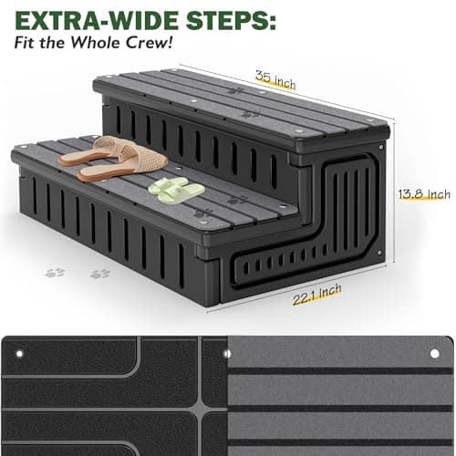 Hot Tub Steps with Removable Fabric Cover - Heavy Duty HDPE Spa Stairs with Storage, Non-Slip, Waterproof & Easy to Clean–All-Weather Steps for SPA, RV, Pool or Porch