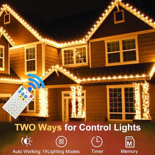Solar Christmas Lights Outdoor, Upgraded 212FT 640LED with Remote,19 Modes Waterproof Solar String Lights for Outside Garden Home Christmas Decorations (Warm White)