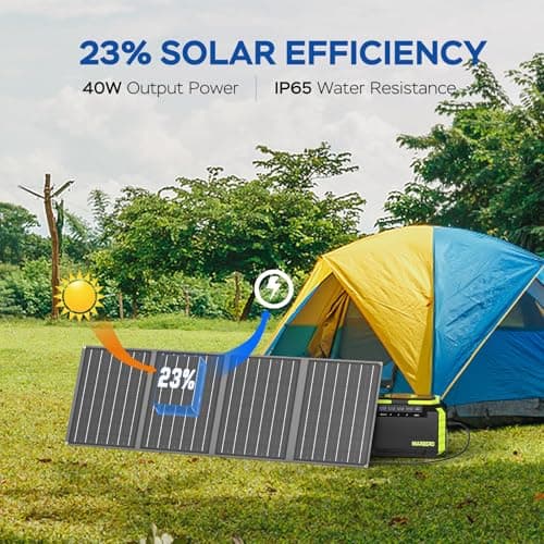 MARBERO 200W Solar Generator 222Wh Portable Power Station with Solar Panel 40W Included 60000mAh Power Supply with AC Outlet 100V 300W Max for Camping Emergency Home Backup