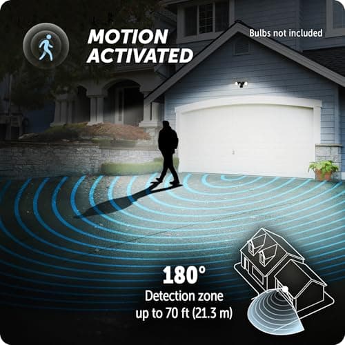 Globe Electric 17000140 180-Degree 240 W Twin Head Black Hardwired Motion Sensor Security Flood Light with MotionBright