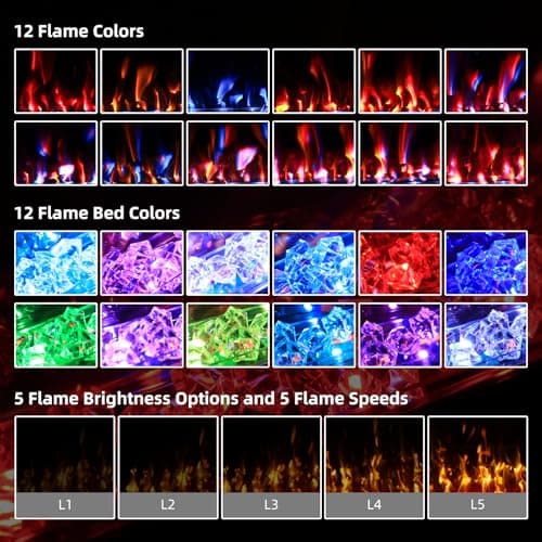 72” Recessed and Wall Mounted Fire Places Electric Fireplace Ultra Thin with Remote Control, Toucn Screen