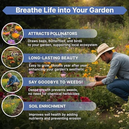 Organo Republic 16 Perennial Wildflower Seeds Mix for Indoor & Outdoors. 100,000+ Non-GMO, Heirloom Wildflower Garden Seeds, 4oz Packet for Growing Wild Flowers to Attract Bees, Butterflies & Birds
