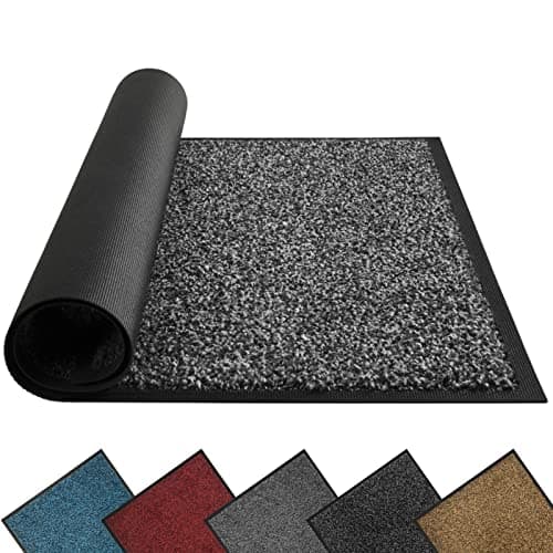 Mibao Front Door Mat, Dirt Trapper Welcome Mat for Outdoor Indoor, Non-Slip Waterproof Doormat, Durable Machine Washable Low Profile Entry Rug for Back Door Outside Patio Porch, 32" x 20", Grey