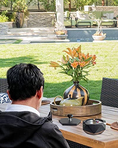Ashtray for Outside Patio, Black Ash Tray with Lid and Removable Liner, Perfect Outdoor Ashtray for Cigarette Smokers, Cool Outdoor Ashtrays for Patio Waterproof/Windproof