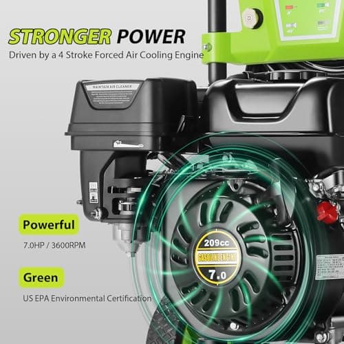 TEANDE Gas Pressure Washer 4200PSI 4.0GPM Power Washer Gas Powered 209CC Engine w/ 5 QC Nozzles, Soap Tank, 25ft Hose for Cleaning Car Driveway Fence Furniture, EPA/CARB/ETL Compliant