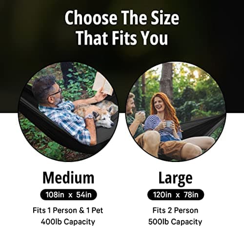 Vigel Camping Hammock - XL Double Hammock 500 Lb Capacity - Nylon - 2 Person Portable Tree Hammock - Camping Accessories for Outdoor, Travel, Hiking
