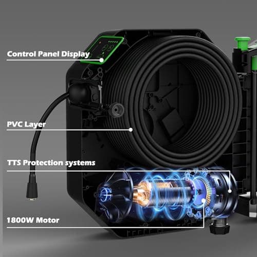 Wall Mounted Pressure Washer, 5200 PSI 3.6 GPM Electric Pressure Washer, Power Washer with 100FT Retractable Hose, GFCI Power Cord, Foam Cannon, 5-Nozzles for Car, Garage, Fence, Patio