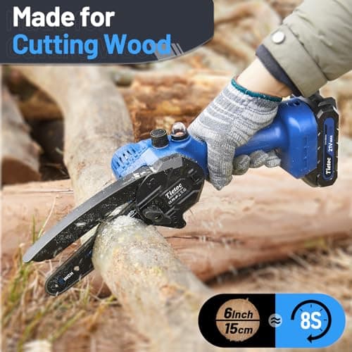 Tietoc Mini Chainsaw 6 Inch Cordless [Ease of Use] Portable Electric Chainsaw, Small Handheld Battery Powered Super Saw for Tree Branches, Unique Gifts Ideas for Men Dad Husband Fathers Him Her Women