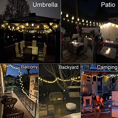 14ft Battery Operated 20 Hanging Bulb 100 LED String Lights, Vintage Commercial Battery Outdoor Lights for Indoor Outdoor Decorations Home, Bedroom, Patio, Balcony, Christmas Party (8 Modes)