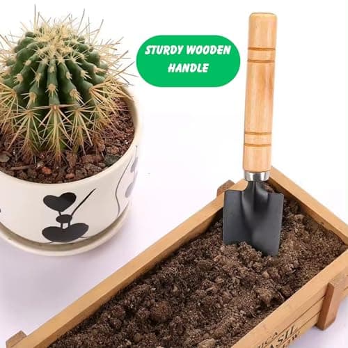 Indoor Garden Tool Set - Minature Steel Gardening Hand Tools Kit with Ergonomic Wooden Handles | Includes Trowel, Transplanter, Cultivator | Perfect Gardening Tool Set for Indoors and Small Projects