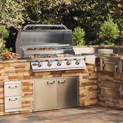 Hygrill 40-Inch Built In Grill, Stainless Steel 5-Burner Grill Head for Outdoor Kitchen, Natural Gas