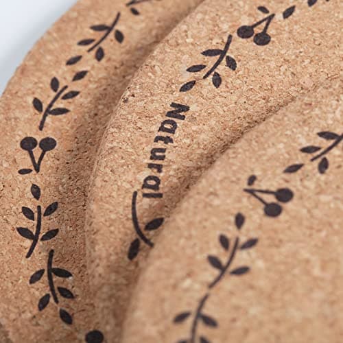 Round Cork Trivets - Hot Pads for Dishes, Pots, Pans & Baking Sheets - Table & Countertop Use