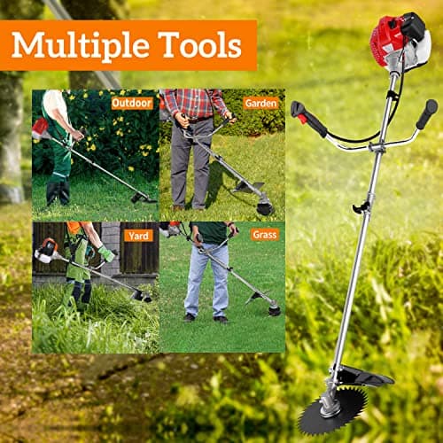 COOCHEER Weed Wacker 58cc, 4 in 1 Cordless Weed Eater Gas Powered, 2-Cycle String Trimmers Gas Brush Cutter Straight Shaft Gas Grass Trimmer for Lawn and Garden Care Trimming, Red