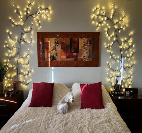 Enchanted Willow Vine Lights with Remote, Christmas Swags Decorations Indoor Room Decor, 18 Branches 144 LEDs Lighted Willow Vine Lights for Walls Bedroom Home Decor