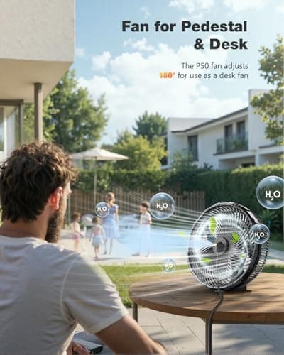 Misting Fan Portable, 20000mAh 12-Inch Outdoor Misting Fan for Patios Outside, 2 In 1 Pedestal & Tabletop Oscillating Fans with Misting Kit, Rechargeable Cooling Fans with Remote/Mist/7 Gear/Timer