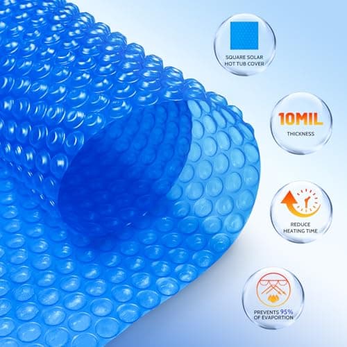 Hot Tub Bubble Cover, 7x7 Foot Hot Tub Thermal Blanket Square Solar Cover Insulation Blanket for Outdoor Hot Tub