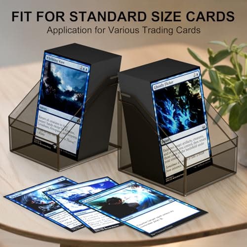 Mlikero Card Deck Cases, 6 Pack Acrylic Commander Deck Box Holding 100+ Sleeved Cards with 6 Dividers, Sturdy Card Storage Box Fit for MTG, TCG, Sports Cards (Black)