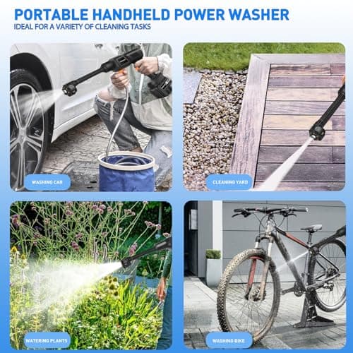 Cordless Power Washer, 900 PSI Cordless Pressure Washer, Portable Power Washer with 20000mAh Battery&Charger & 6-in-1 Nozzle, 17FT Drain Hose, Portable Pressure Washer for Car WashHomeYard