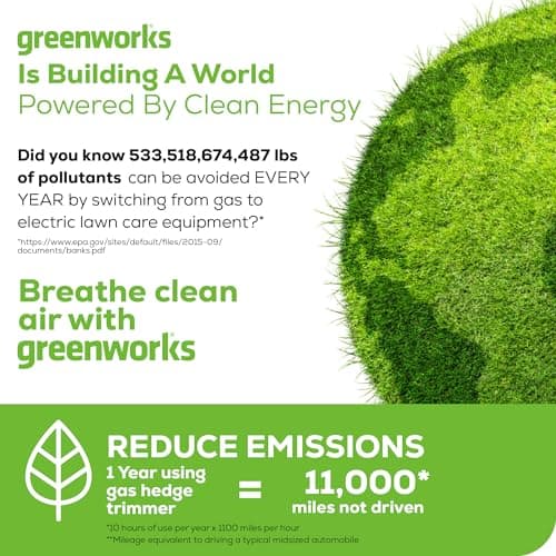 Greenworks 40V 24" Cordless Hedge Trimmer (1" Cutting Capacity), 2.0Ah USB Battery and Charger Included