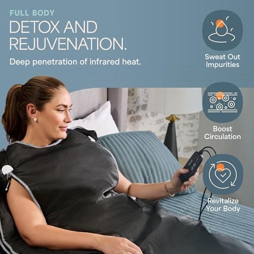 Lifepro Infrared Sauna Blanket – Portable Personal Sauna for Detox & Relaxation – Infrared Blanket with Adjustable Heat (86°F-158°F) & Timer – Waterproof, Sweat-Resistant & Comfortable Fit 5ft × 2.6ft