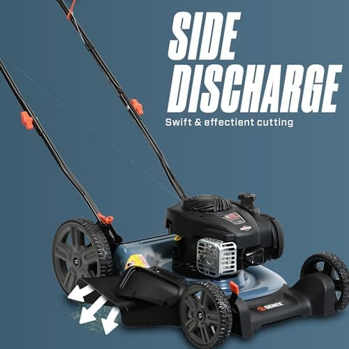 SENIX 21-Inch Gas Push Lawn Mower with 140 cc 4-Cycle Briggs & Stratton Engine, Mulching and Side Discharge, 6-Position Dual Lever Height Adjustment (LSPG-M6)