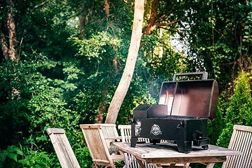 PIT BOSS 10697 Table Top Wood Grill With Temperature Control, Mahogany