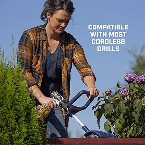 Fusion Drill-Powered Cultivator, Adjustable Tilling Width Up To 8”, Tilling Depth Up To 5.5”, Compatible With Most Cordless Drills, Adjustable Length, Model: 33061