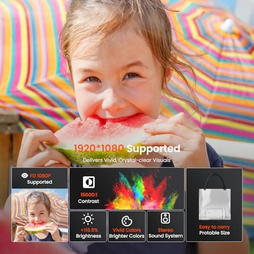 [Two-Way Bluetooth 5.2] Mini Portable Projector 4K 1080P Supported Projection, Tecaki Smart Projector with 180°Rotatable Stand Auto Keystone Correction Long Lens Life for Home Theater, Outdoor Movie