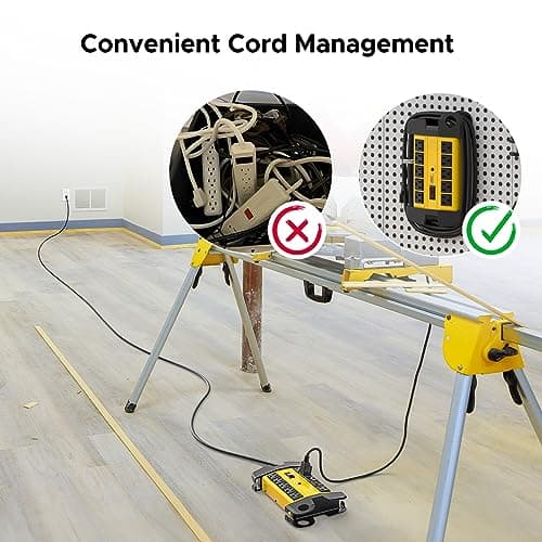 CRST 10-Outlets Heavy Duty Power Strip Metal Surge Protector with 15 Amps, 15-Foot Power Cord 2800 Joules for Garden, Kitchen, Office, School, ETL Listed(3165047) (10-Outlet, Yellow)