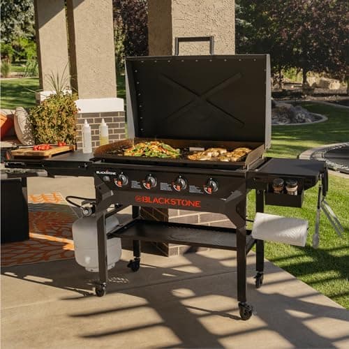 BLACKSTONE 2310 Iron Forged 36” Omnivore Griddle with X-Braced Hood, Powder Coated Steel, Black