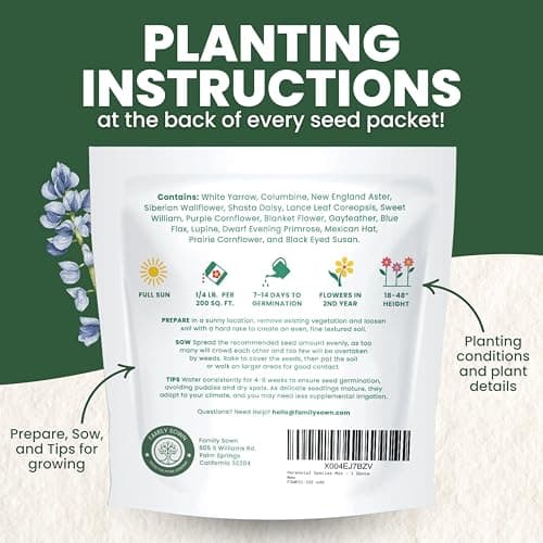 Perennial Species Mix - Large 1 Ounce Packet - 15,000 Flower Seeds for Planting - Wildflower Mix