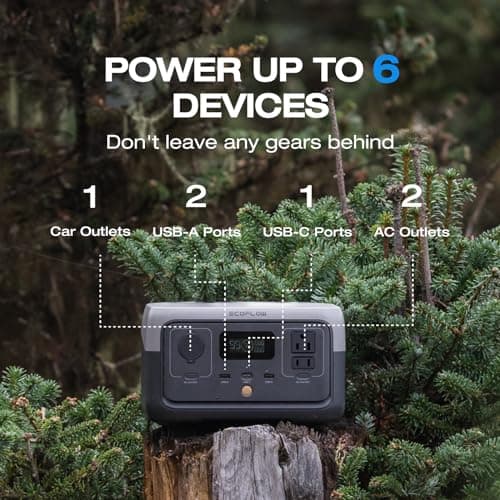 EF ECOFLOW Portable Power Station RIVER 2, 256Wh LiFePO4 Battery/ 1 Hour Fast Charging, 2 Up to 600W AC Outlets, Solar Generator (Solar Panel Optional) for Outdoor Camping/RVs/Home Use