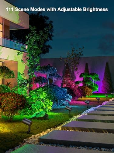 Smart Landscape Spotlights, 4 Pack RGBW Pathway Lights, 2000LM Dimmable, IP65 Waterproof, Compatible with Alexa, Outdoor Decoration