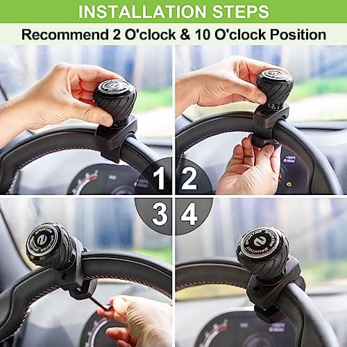 Spurtar Steering Wheel Knob Spinner, 2Pack Universal Car Suicide Knob Power Handle Spinner Fit for Cars, Truck, Forklift, Mower, Tractor, Boat, Golf Cart – Black