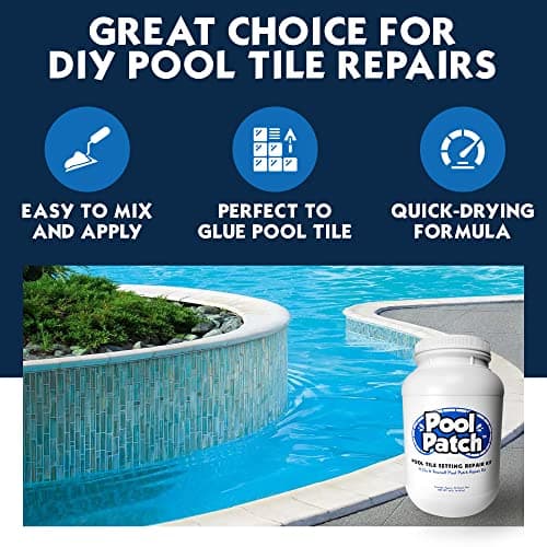 Pool Patch Pool Tile Thinset Adhesive Repair Kit 10 lb - Easy to Mix and Apply Thinset Formula - Perfect to Glue Pool Tile - Quick-Drying, Extra Strong Bond - (coverage: approx. 20 sq. ft)