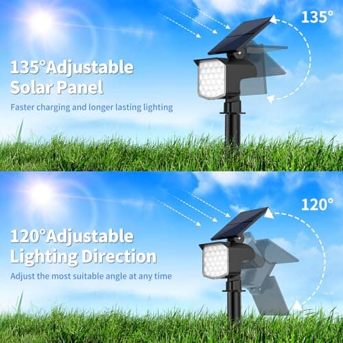 Solar Spot Lights Outdoor Color Changing 27 LEDs Solar Light Outdoor Waterproof 9 Lighting Modes Multicolor RGB Solar Powered Christmas Lights Adjustable Colored Landscape Spotlights- 10 Pack