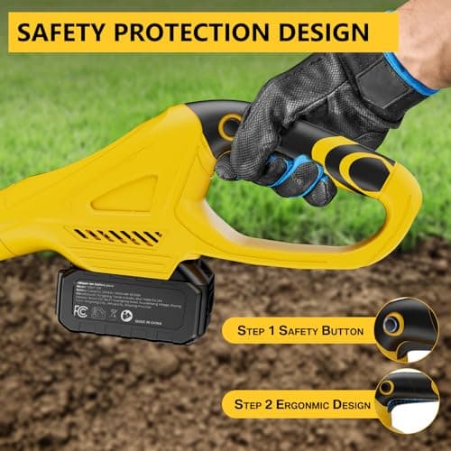 21V Cordless Tiller Cultivator, 360 Max RPM Cordless Electric Garden Tiller with 2 * 3.0 Ah Battery & Fast Charger, 9.06" Tilling Width, 6.3" Depth, Portable Rotary Tiller for Lawn Soil Cultivation