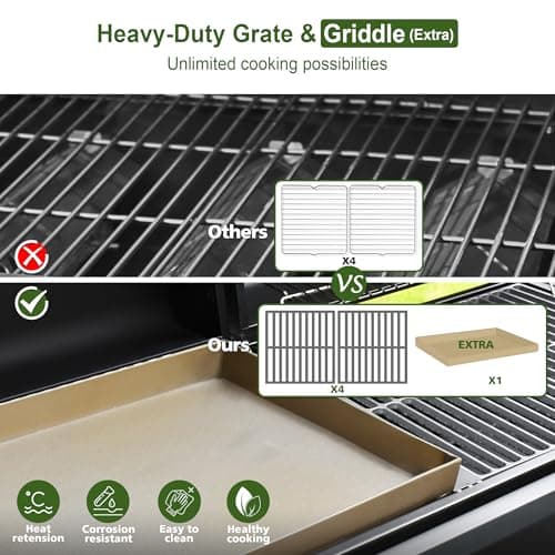 Brand-Man Propane Gas and Charcoal Grill Combo,Grill and Griddle Combo Dual Fuel BBQ Grill with Dual Lids for Outdoor Barbecue, Black
