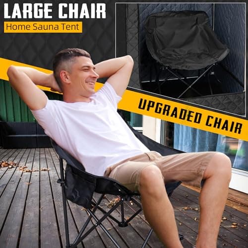 Portable Sauna for Home, Sauna Box with 2.6L Steamer, Personal Sauna with Big Sauna Chair, Remote Control, Oxford Fabric, 2.6’ x 2.6’ x 5.9’, Black, 1000W