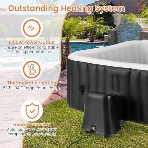 GYMAX Hot Tub Heater Pump, 1350W Electric Control Machine with Thermostatic Heating, Soothing Bubble Massage, Filtration System, LED Touch Panel & Freeze Protection, Inflatable SPA Pool Pump