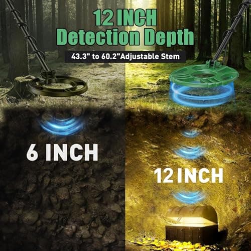 Metal Detector for Adults Waterproof-Professional Higher Accuracy Gold Detector with LCD Display,5 Mode,Advanced DSP Chip 12" Coil(Green)