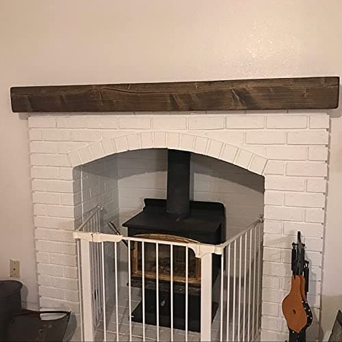 Fireplace Mantel, Rustic, Shelf, Floating Mantle, Real Wood, Beam, URBANDI (Dark Brown, 60Lx6Hx8D)