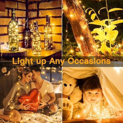 6 Pack Fairy Lights Battery Operated 7ft 20 LED Mini String Lights Twinkle Lights Silver Wire Firefly Starry Lights for Mason Jars Wedding Party Christmas Centerpiece Table Decorations, Warm White