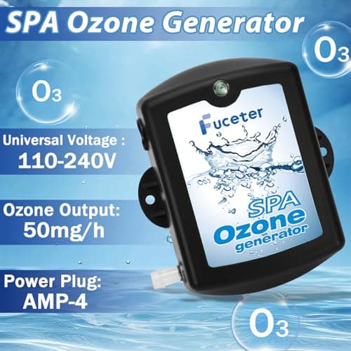 Spa Ozone Generator Kit with Venturi Injector, Ozone Generator for Hot Tub, Cold Plunge, 50mg/h Portable Ozone Generator Water, Universal: 110V / 240V (AMP-4 Plug)