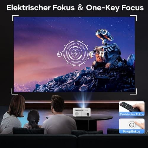 Portable Outdoor Projector, [Electric Focus] Mini Projector With WiFi and Bluetooth Native 1080P 300 ANSI, Max 200" Display Mirroring Screen With Android/IOS/Windows for Gaming Home Cinema