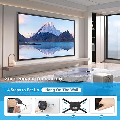 Portable Projector Screen with Stand, ALR Projector Screen 100 Inch 16:9, Outdoor Projection Screen, High Contrast, Work in Ambient Light, Compact, Easy Setup, Idea for Home Cinema, Backyard Party