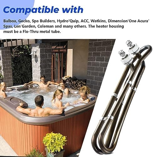 5.5KW 240V Titanium Hot Tub Spa Heating for Universal Heating Element Replacement for Flo-Thru, Also fit for Balboa Spa Heater Element and Spas Electric Heaters Or Swimming Pools -(10 inch)