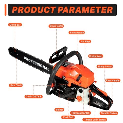 Upgrade 58cc Gas Chainsaw 20 Inch 2-Stroke Gas Powered Chainsaw Air-Cooled Gas Chainsaw Handheld Gasoline Chain Saw for Wood Cutting