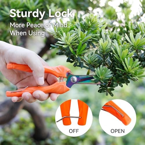 QMVESS Stainless Steel Garden Shears, Precision Cutting Pruning Shears, Lightweight Ergonomic Garden Clippers with Titanium Coating Straight Blade 3 Pcs Gardening Shears, Pruning Shears for Gardening